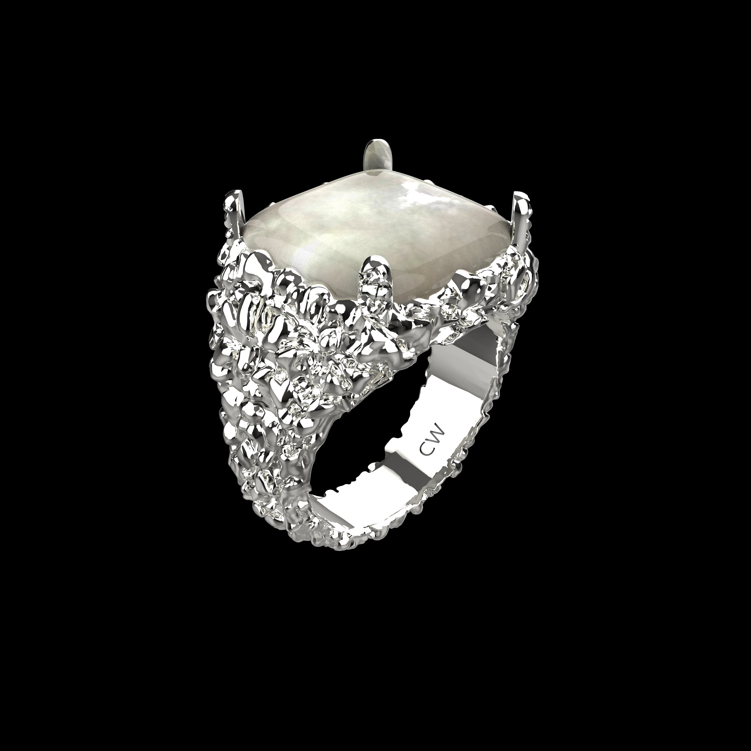 MOTHER OF PEARL RING (SILVER)